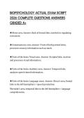 BIOPSYCHOLOGY ACTUAL EXAM SCRIPT 2026 COMPLETE QUESTIONS ANSWERS GRADED A&plus;