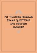 701 Teachers Program &ndash; Exam Questions and Verified Answers