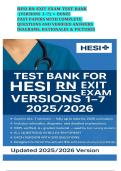 HESI RN EXIT EXAM TEST BANK  &lpar;VERSIONS 1&ndash;7&rpar; &plus; BONUS  PAST PAPERS WITH COMPLETE  QUESTIONS AND VERIFIED ANSWERS  DIAGRAMS&comma; RATIONALES & PICTURES &sol; GUARANTEED PASS