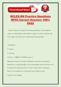 NCLEX-RN Practice Questions WITH Correct Answers 100&percnt; PASS