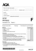 2025 AQA GCSE PHYSICS 8463&sol;2F PAPER 2 FOUNDATION TIER QUESTION PAPER &plus; MARK SCHEME