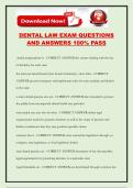 DENTAL LAW EXAM QUESTIONS AND ANSWERS 100&percnt; PASS