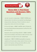 Nurse Aide 1&colon; Final Exam Questions and Answers 100&percnt; PASS