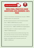RNFA FINAL PRACTICE EXAM QUESTIONS AND ANSWERS 100&percnt; PASS