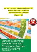Nursing Leadership&comma; Management&comma; and Professional Practice for the LPN&sol;LVN &ndash; Chapters 1&ndash;20 Test Bank&comma; 7th Edition by Tamara R&period; Dahlkemper &ndash; Practice Questions with Answers
