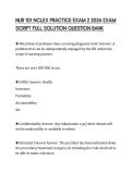 NUR 101 NCLEX PRACTICE EXAM 2 2026 EXAM SCRIPT FULL SOLUTION QUESTION BANK