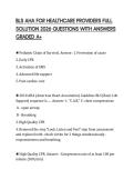 BLS AHA FOR HEALTHCARE PROVIDERS FULL SOLUTION 2026 QUESTIONS WITH ANSWERS GRADED A&plus;