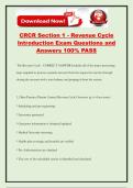 CRCR Section 1 - Revenue Cycle Introduction Exam Questions and Answers 100&percnt; PASS