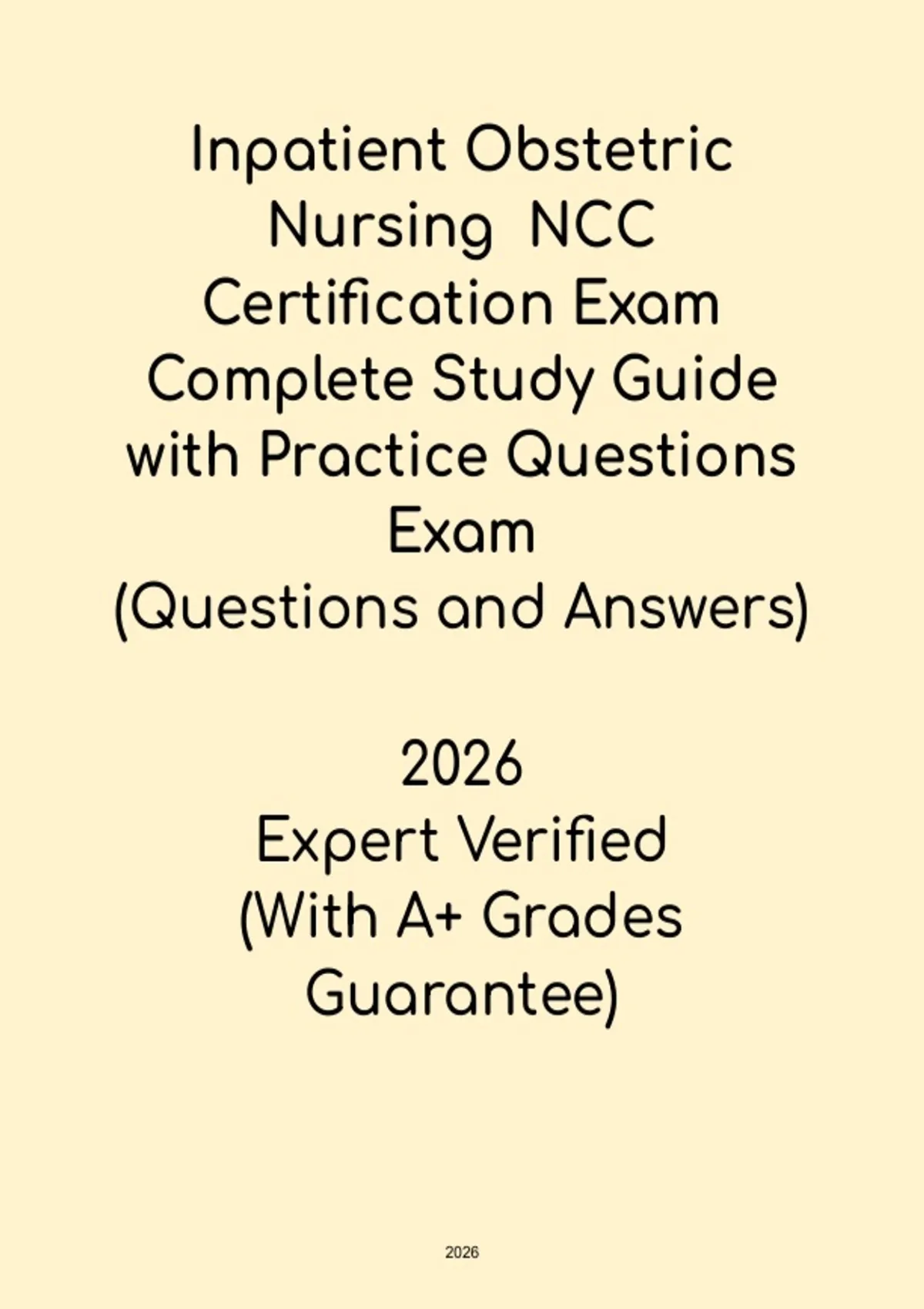 Ncc Guide.pdf Inpatient Obstetric Nursing 2026 NCC Certification Exam Complete Study ...