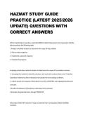 HAZMAT Study Guide Practice 2025&ndash;2026 &vert; Latest Questions with Correct Answers