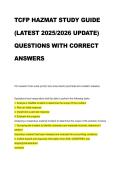 TCFP HAZMAT Study Guide 2025&ndash;2026 &vert; Latest Questions with Correct Answers