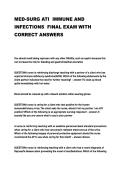 MED-SURG ATI  IMMUNE AND  INFECTIONS  FINAL EXAM WITH  CORRECT ANSW