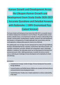 Human Growth and Development Across the Lifespan - HUMAN GROWTH AND DEVELOPMENT EXAM STUDY GUIDE 2026-2027 ACCURATE QUESTIONS AND CORRECT DETAILED ANSWERS WITH RATIONALES &vert;&vert; 100&percnt; GUARANTEED PASS <BRAND NEW VERSION>
