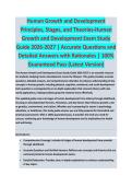 Human Growth and Development Principles - HUMAN GROWTH AND DEVELOPMENT EXAM STUDY GUIDE 2026-2027 ACCURATE QUESTIONS AND CORRECT DETAILED ANSWERS WITH RATIONALES &vert;&vert; 100&percnt; GUARANTEED PASS <BRAND NEW VERSION>