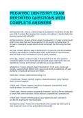 PEDIATRIC DENTISTRY EXAM REPORTED QUESTIONS WITH COMPLETE ANSWERS 