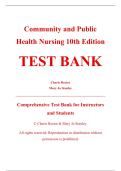 Complete Test Bank - Community and Public Health Nursing&colon; Promoting the Public's Health&comma; 10th Edition &ndash; Cherie Rector&comma; Mary Jo Stanley &ndash; ISBN 9781975123048 &lpar;All Chapters Covered 1&ndash;30&rpar;