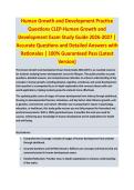 Human Growth and Development Practice Questions CLEP - HUMAN GROWTH AND DEVELOPMENT EXAM STUDY GUIDE 2026-2027 ACCURATE QUESTIONS AND CORRECT DETAILED ANSWERS WITH RATIONALES &vert;&vert; 100&percnt; GUARANTEED PASS <BRAND NEW VERSION>