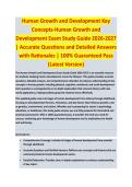 Human Growth and Development Key Concepts - HUMAN GROWTH AND DEVELOPMENT EXAM STUDY GUIDE 2026-2027 ACCURATE QUESTIONS AND CORRECT DETAILED ANSWERS WITH RATIONALES &vert;&vert; 100&percnt; GUARANTEED PASS <BRAND NEW VERSION>