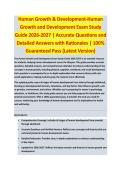 Human Growth - HUMAN GROWTH AND DEVELOPMENT EXAM STUDY GUIDE 2026-2027 ACCURATE QUESTIONS AND CORRECT DETAILED ANSWERS WITH RATIONALES &vert;&vert; 100&percnt; GUARANTEED PASS <BRAND NEW VERSION>