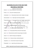 MACROMOLECULES IN FOOD AND THEIR BIOLOGICAL FUNCTIONS&period; Upgrade your revision instantly&excl;