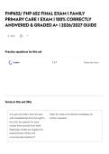 FNP652&sol; FNP 652 FINAL EXAM &vert; FAMILY PRIMARY CARE I EXAM &vert; 100&percnt; CORRECTLY ANSWERED & GRADED A&plus; &vert; 2026&sol;2027 GUIDE