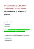 Illinois Insurance Producer Licensing Examination &lpar;Life&comma; Accident & Health&rpar; Questions And Correct Answers With Rationales