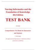 Complete Test Bank - Nursing Informatics and the Foundation of Knowledge&comma; 4th Edition &ndash; Dee McGonigle&comma; Kathleen Mastrian &ndash; ISBN 9781284121247 &lpar;All Chapters Covered 1&ndash;26&rpar;