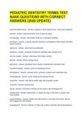 PEDIATRIC DENTISTRY TERMS TEST BANK QUESTIONS WITH CORRECT ANSWERS &lpar;2026 UPDATE&rpar;  