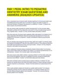 PAR 1 PEDS- INTRO TO PEDIATRIC DENTISTRY EXAM QUESTIONS AND ANSWERS &lpar;2025&vert;2026 UPDATES&rpar; 