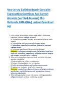 New Jersey Collision Repair Specialist  Examination Questions And Correct  Answers &lpar;Verified Answers&rpar; Plus  Rationale 2026 Q&A&vert; Instant Download  Pdf 