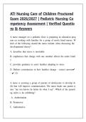 ATI Nursing Care of Children Proctored Exam 20262027 Pediatric Nursing Competency Assessment
