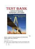 Test Bank for Analysis for Financial Management&comma; 13th Edition by Robert C&period; Higgins