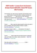 OSSF Installer 1 License Exam And Answers  Already Passed 2026-2028 &vert; Instant PDF Access  After Purchase 