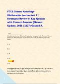 FTCE General Knowledge Mathematics practice test 1 &vert; Strategies Review of Key Quizzes with Correct Answers &lpar;Newest Update&comma; 2026 &vert; 2027&rpar; Graded A&period;    