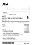 2025 AQA GCSE COMBINED SCIENCE&colon; TRILOGY 8464&sol;P&sol;2H PHYSICS PAPER 2H QUESTION PAPER &plus; MARK SCHEME