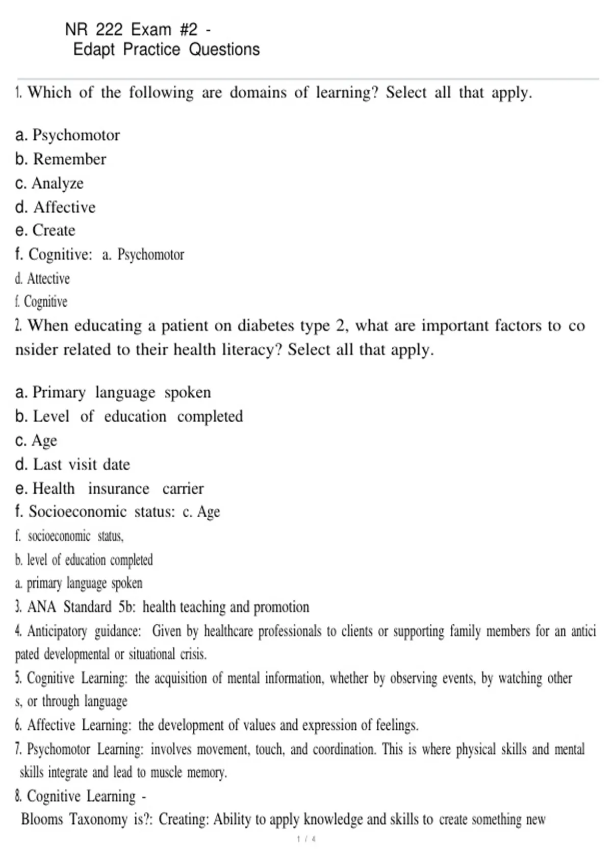 NR 222 EXAM #2 - EDAPT PRACTICE QUESTIONS AND ANSWERS|LATEST 2025/2026 ...