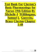 Test Bank For Clayton&rsquo;s  Basic Pharmacology for  Nurses 19th Edition By  Michelle J  Willihnganz&comma;  Samuel L  Gurevitz&comma;  Bruce Clayton Chapter  1-48 