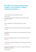 RAC DRUGS EXAM QUESTIONS WITH CORRECT AND VERIFIED CORRECT ANSWERS &lpar;GRADED A&plus;&rpar; 