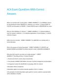 ACA Exam Questions With Correct Answers