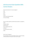 ACA Assurance Exam Questions With Correct Answers