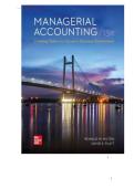  TEST BANK FOR Managerial Accounting&colon; Creating Value in a Dynamic Business Environment&comma; 13th Edition by Ronald Hilton and David Platt ISBN&colon;  9781259969515COMPLETE GUIDE ALL CHAPTERS COVERED 100&percnt; VERIFIED A&plus; GRADE ASSURED&excl;&excl;&excl;&excl;NEW LATEST UPDATE&excl;&excl;&excl;&excl;&excl;