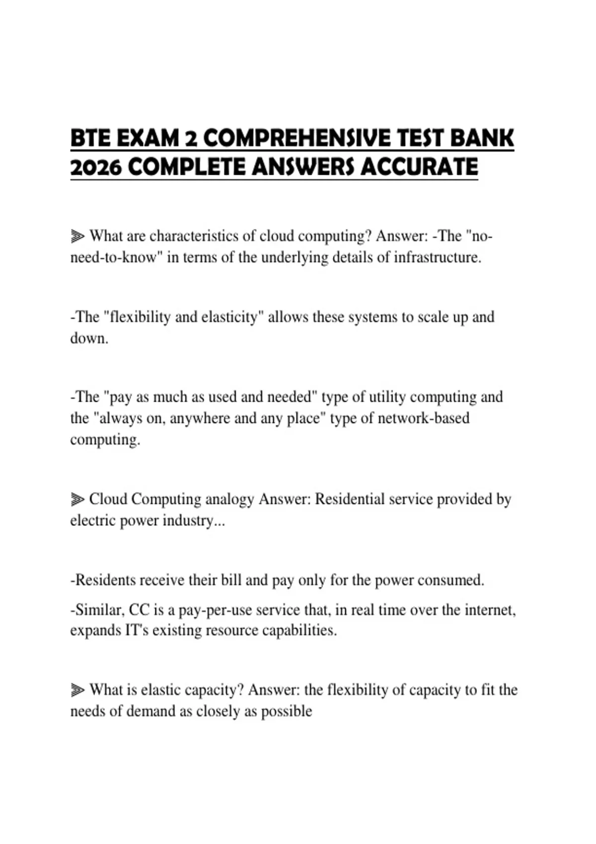BTE EXAM 2 COMPREHENSIVE TEST BANK 2026 COMPLETE ANSWERS ACCURATE - BTE ...