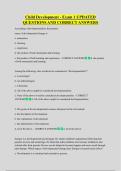 Child Development - Exam 1 UPDATED  QUESTIONS AND CORRECT ANSWERS