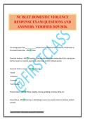NC BLET DOMESTIC VIOLENCE RESPONSE EXAM QUESTIONS AND ANSWERS&period; VERIFIED 2025&sol;2026&period;