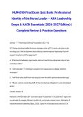 NUR4590 Final Exam Quiz Bank&colon; Professional Identity of the Nurse Leader &ndash; ANA Leadership Scope & AACN Essentials &lpar;2026-2027 Edition&rpar; &vert; Complete Review & Practice Questions