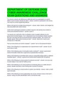 DEPARTMENT OF DEFENSE &lpar;DOD&rpar; CYBER AWARENESS CHALLENGE EXAM QUESTIONS AND ANSWERS