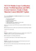 NCCCO Mobile Crane Certification Exam 2026&sol;2027 &ndash; Verified Questions with 100&percnt; Correct Answers &vert; Grade A Study Material
