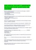 DOD ANNUAL SECURITY AWARENESS REFRESHER EXAM QUESTIONS AND ANSWERS