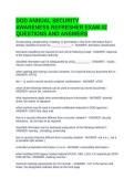 DOD ANNUAL SECURITY AWARENESS REFRESHER EXAM &num;2 QUESTIONS AND ANSWERS