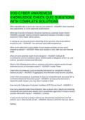 DOD CYBER AWARENESS KNOWLEDGE CHECK QUIZ QUESTIONS WITH COMPLETE SOLUTIONS